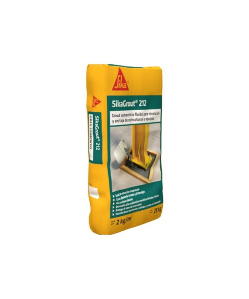 Mortero Cementicio Sika Sikagrout 212, reparación y relleno, presentación de 25 kg, ideal para trabajos de construcción y obras civiles
