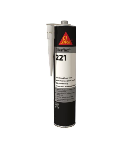 Sellador adhesivo poliuretano Sikaflex 221 en cartucho de 300 ml, ideal para sellados y uniones en construcción, reparación y aplicaciones industriales.