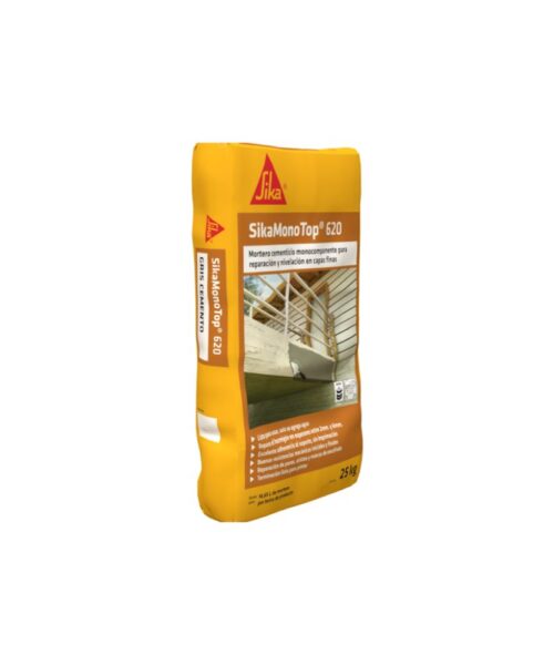 Sika Monotop 620, mortero de reparación y nivelación, presentación de 25 kg, ideal para refuerzos estructurales y acabados en construcción