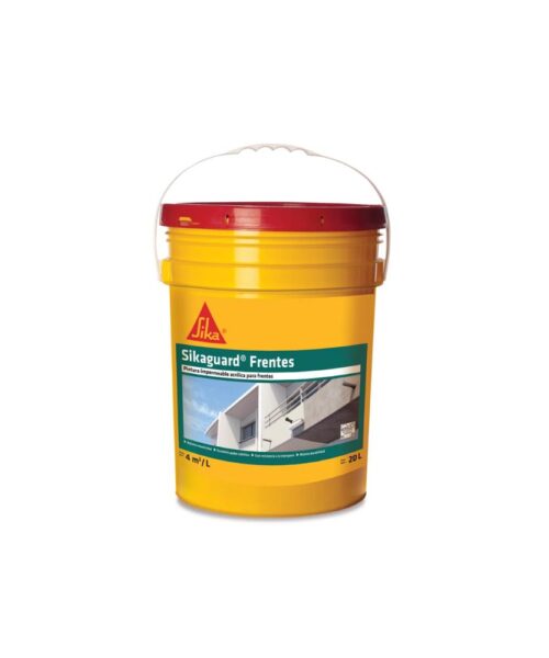 Sikaguard Frentes 20 L, impermeabilizante exterior para fachadas y muros, protección contra humedad y filtraciones en superficies exteriores.