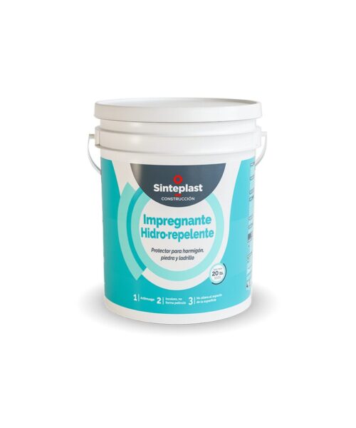 Impregnante hidrorepelente Sinteplast x 20 Lt, ideal para sellar y proteger superficies porosas contra la humedad y filtraciones de agua.