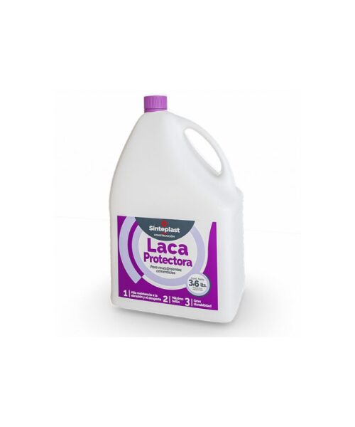 Laca protectora Sinteplast x 4 Lt, ideal para sellar y proteger superficies de madera, cemento y piedra con acabado transparente y duradero.