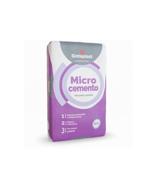 "Revestimiento cementicio Sinteplast x 20 kg, diseñado para pisos y paredes, ideal para acabados duraderos y modernos en interiores y exteriores."