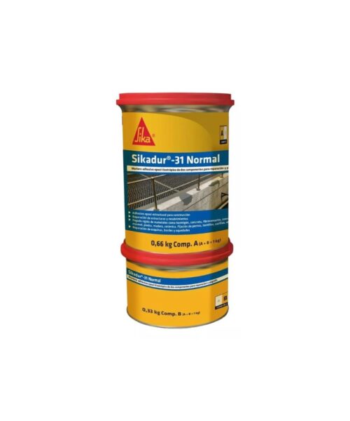 "Sikadur 31 X 1Kg, adhesivo y mortero epoxi estructural de alta resistencia para reparaciones y fijaciones industriales."