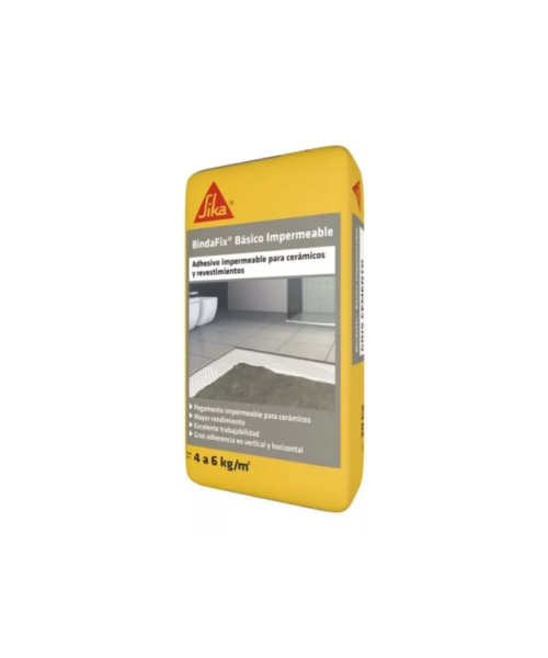 Bolsa de 25 kg de pegamento cerámico Sika Bindafix, ideal para pisos y revestimientos de cerámica en interiores y exteriores