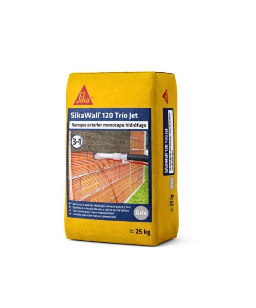 Revoque 3 en 1 Sikawall 120 Sika 25 kg para ladrillo y hormigón de alta adherencia
