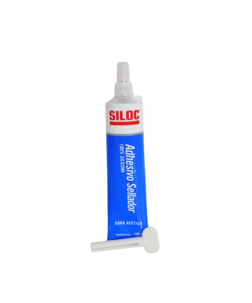 Adhesivo sellador Siloc 100% silicona pura transparente 100g para vidrio, acuarios, peceras y aplicaciones industriales.